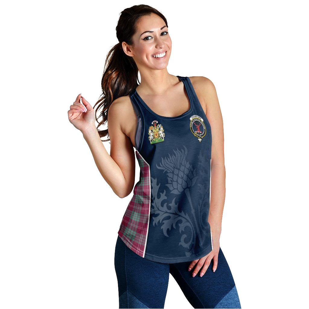 Tartan Vibes Clothing Crawford Ancient Tartan Women's Racerback Tanks with Family Crest and Scottish Thistle Vibes Sport Style