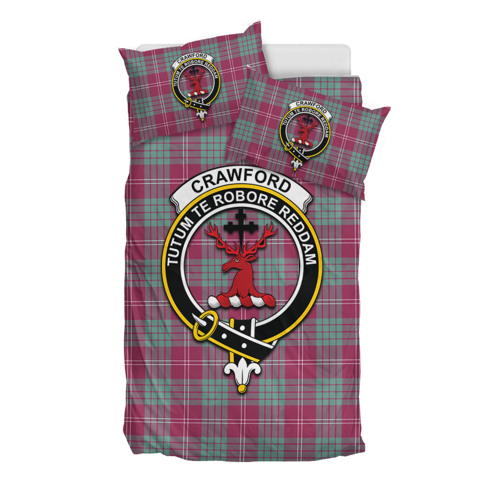 Crawford Ancient Tartan Bedding Set with Family Crest - Tartan Vibes Clothing