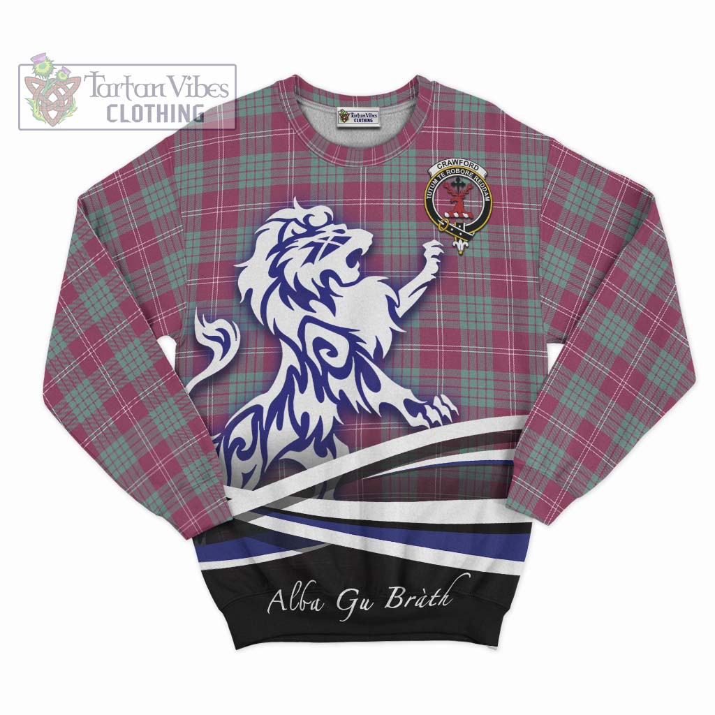 Tartan Vibes Clothing Crawford Ancient Tartan Sweatshirt with Alba Gu Brath Regal Lion Emblem