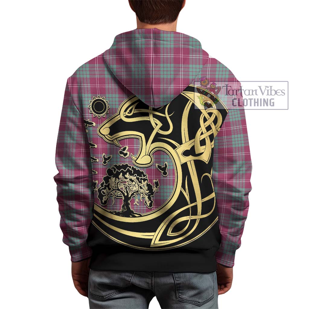 Tartan Vibes Clothing Crawford Ancient Tartan Hoodie with Family Crest Celtic Wolf Style