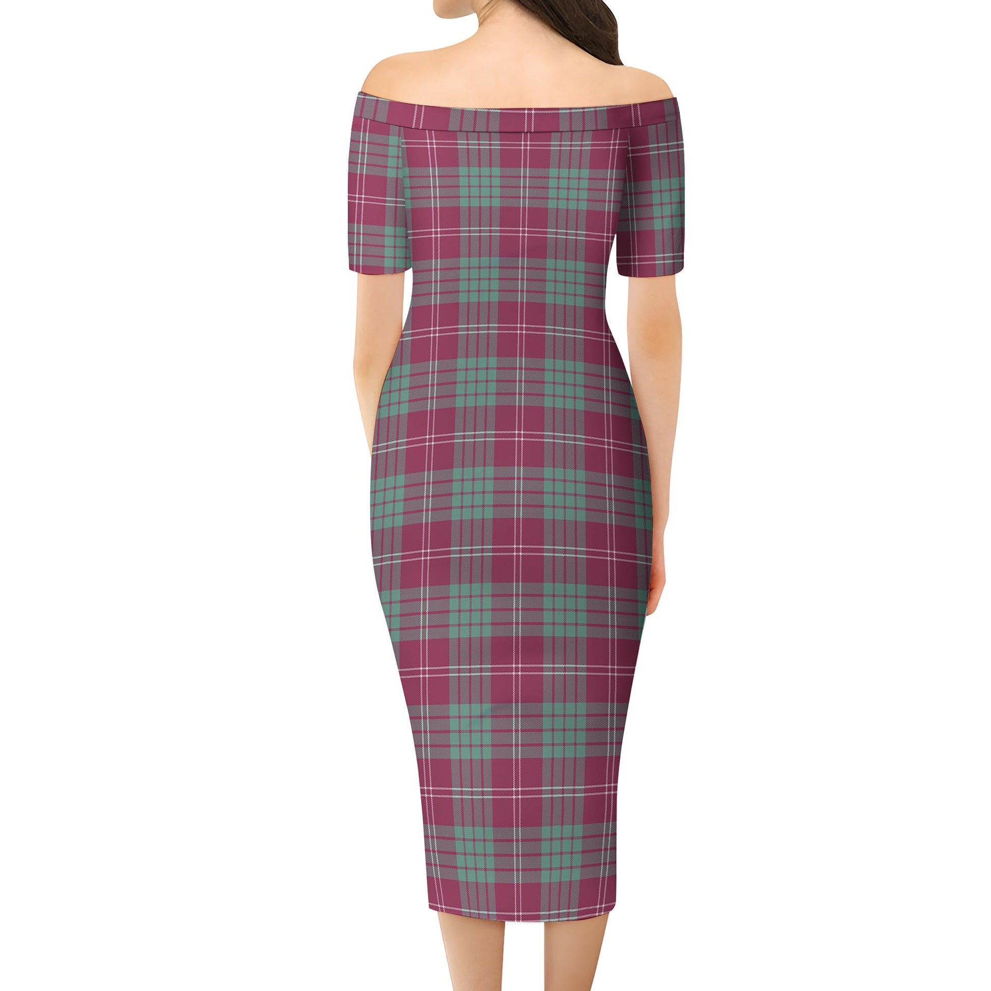 Crawford Ancient Tartan Off Shoulder Lady Dress - Tartanvibesclothing