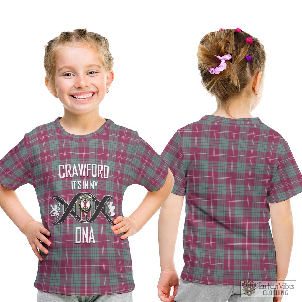 Tartan Vibes Clothing Crawford Ancient Tartan Kid T-Shirt with Family Crest DNA In Me Style