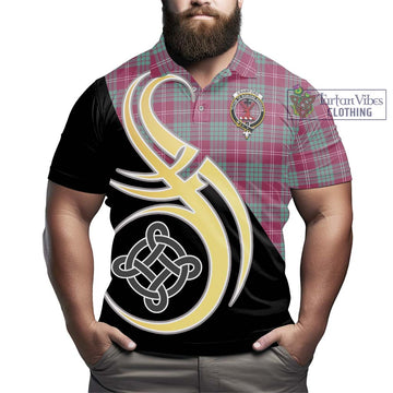 Crawford Ancient Tartan Polo Shirt with Family Crest and Celtic Symbol Style