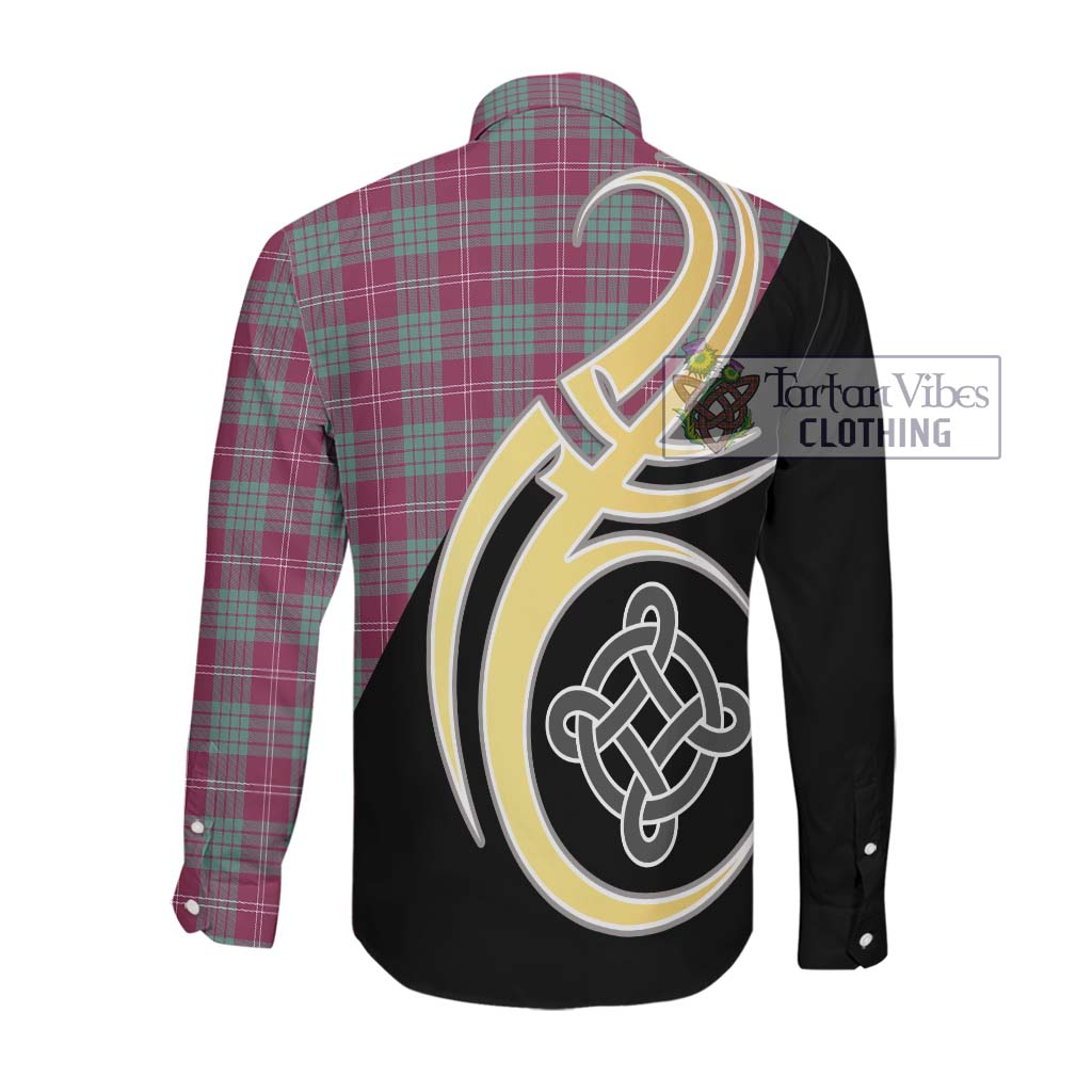 Tartan Vibes Clothing Crawford Ancient Tartan Long Sleeve Button Shirt with Family Crest and Celtic Symbol Style