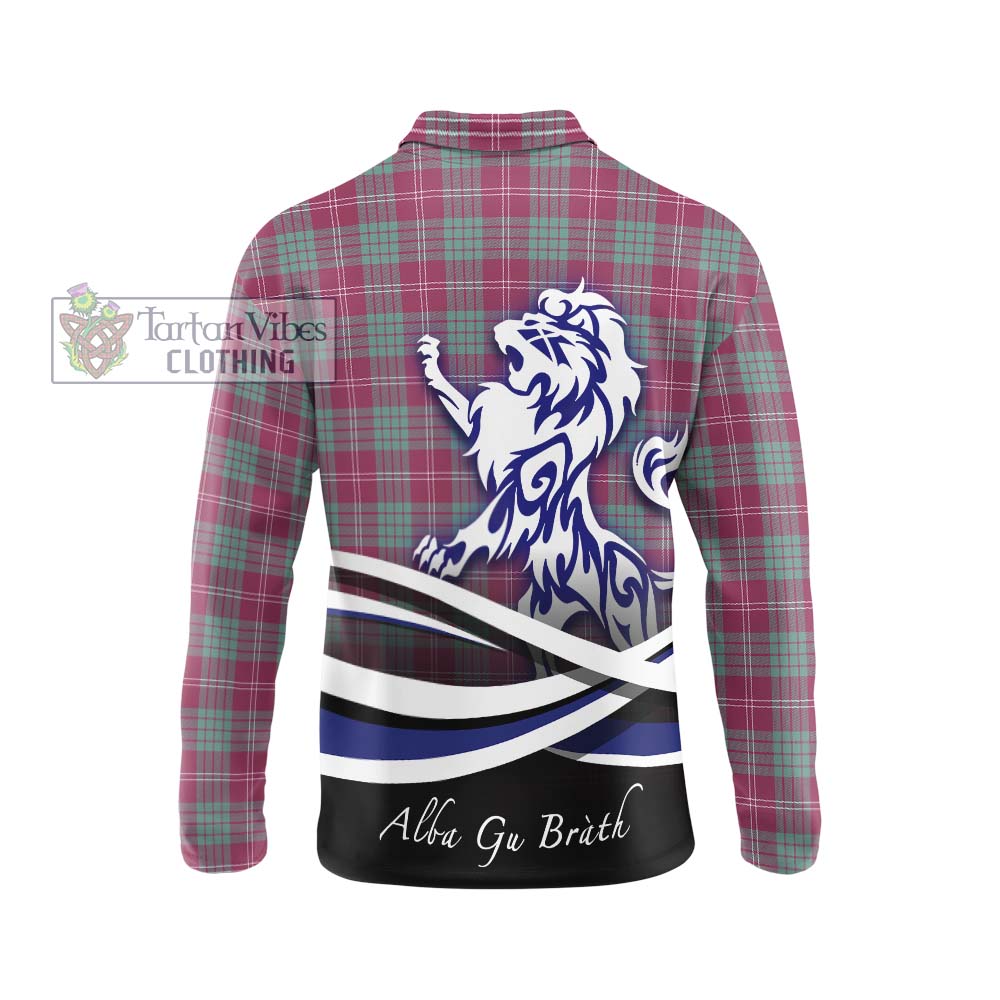 Tartan Vibes Clothing Crawford Ancient Tartan Long Sleeve Polo Shirt with Alba Gu Brath Regal Lion Emblem