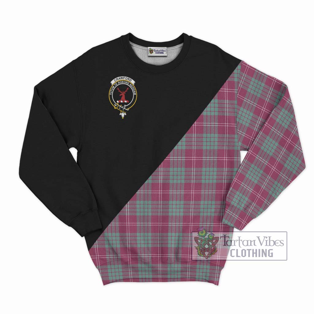 Tartan Vibes Clothing Crawford Ancient Tartan Sweatshirt with Family Crest and Military Logo Style