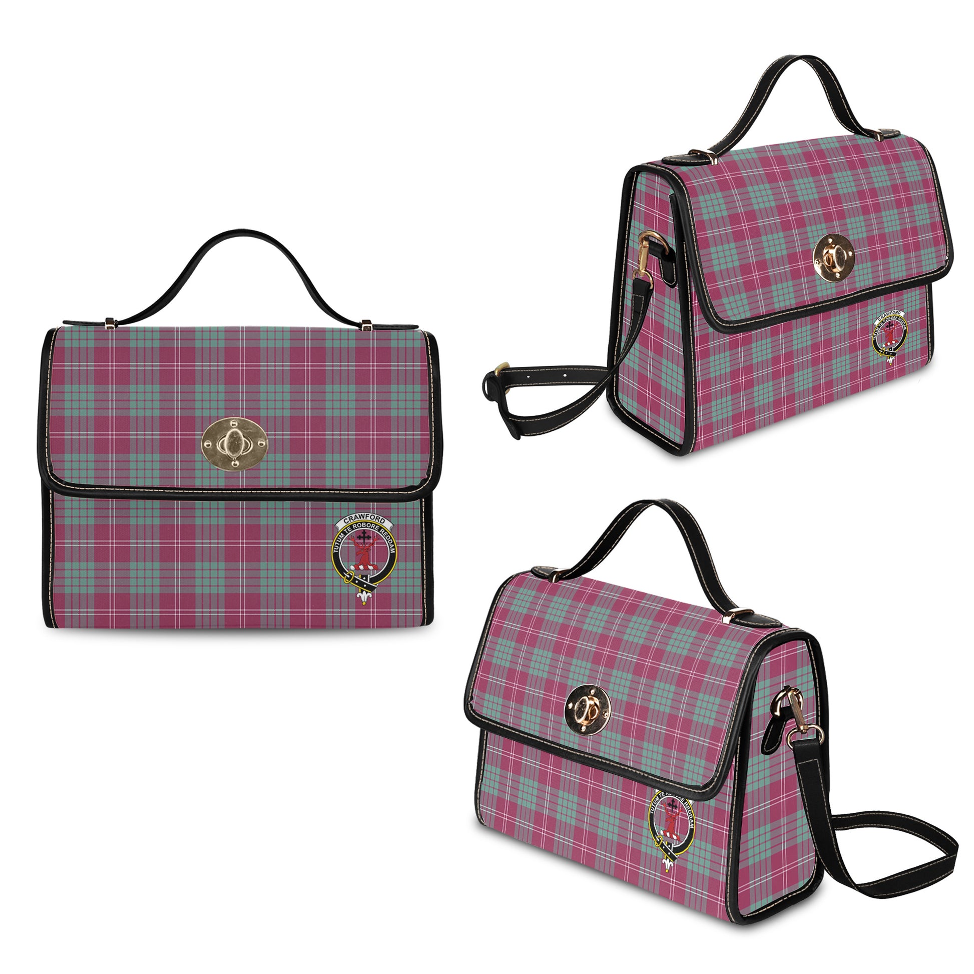 crawford-ancient-tartan-leather-strap-waterproof-canvas-bag-with-family-crest