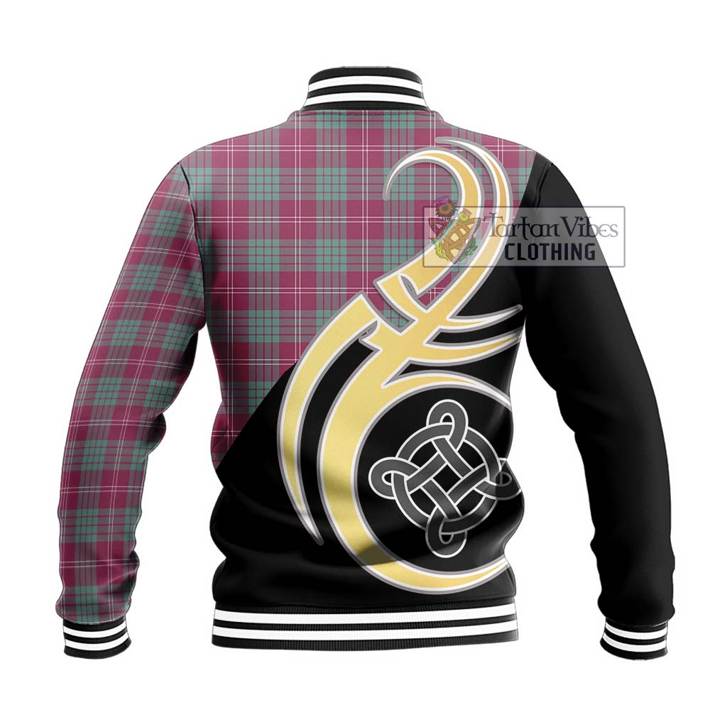 Tartan Vibes Clothing Crawford Ancient Tartan Baseball Jacket with Family Crest and Celtic Symbol Style