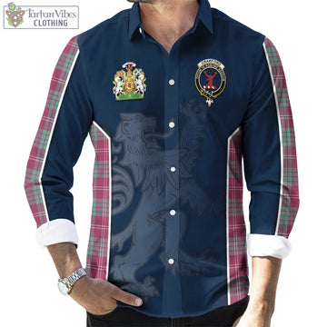 Crawford Ancient Tartan Long Sleeve Button Up Shirt with Family Crest and Lion Rampant Vibes Sport Style