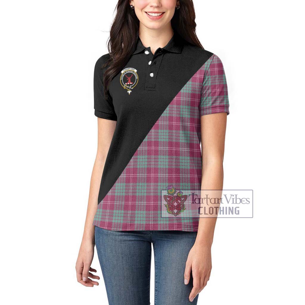 Tartan Vibes Clothing Crawford Ancient Tartan Women's Polo Shirt with Family Crest and Military Logo Style