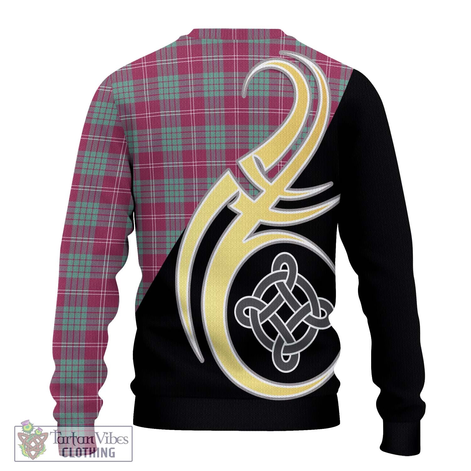 Tartan Vibes Clothing Crawford Ancient Tartan Knitted Sweater with Family Crest and Celtic Symbol Style