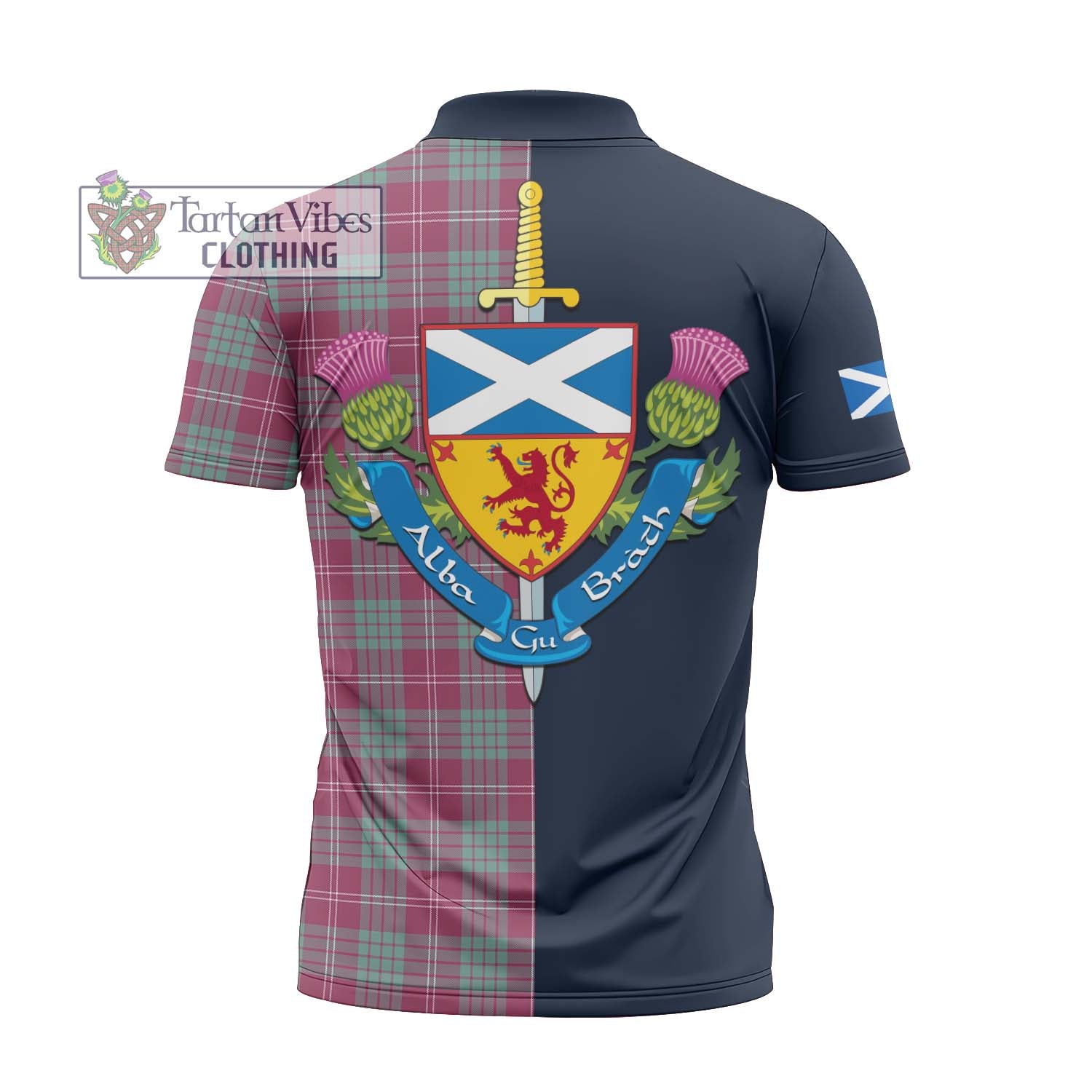 Tartan Vibes Clothing Crawford Ancient Tartan Zipper Polo Shirt with Scottish Lion Royal Arm Half Style