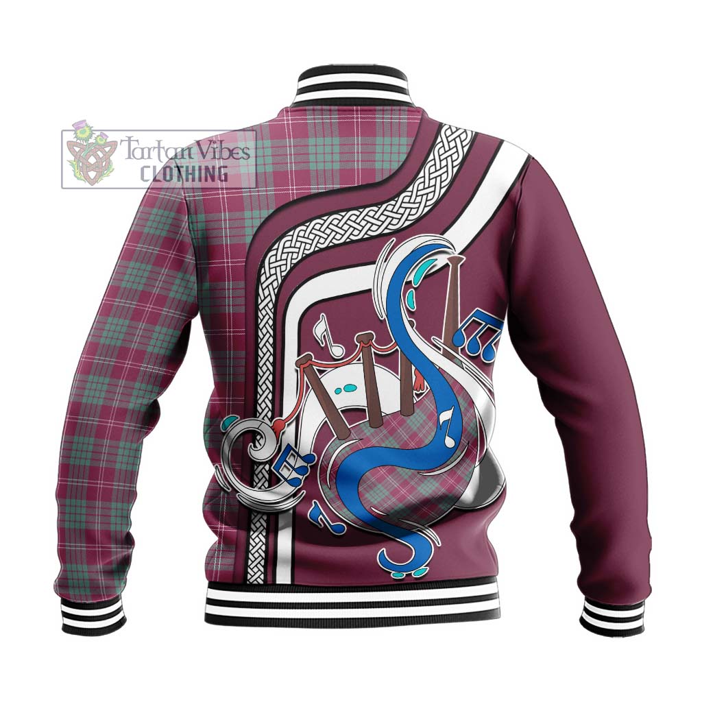 Tartan Vibes Clothing Crawford Ancient Tartan Baseball Jacket with Epic Bagpipe Style