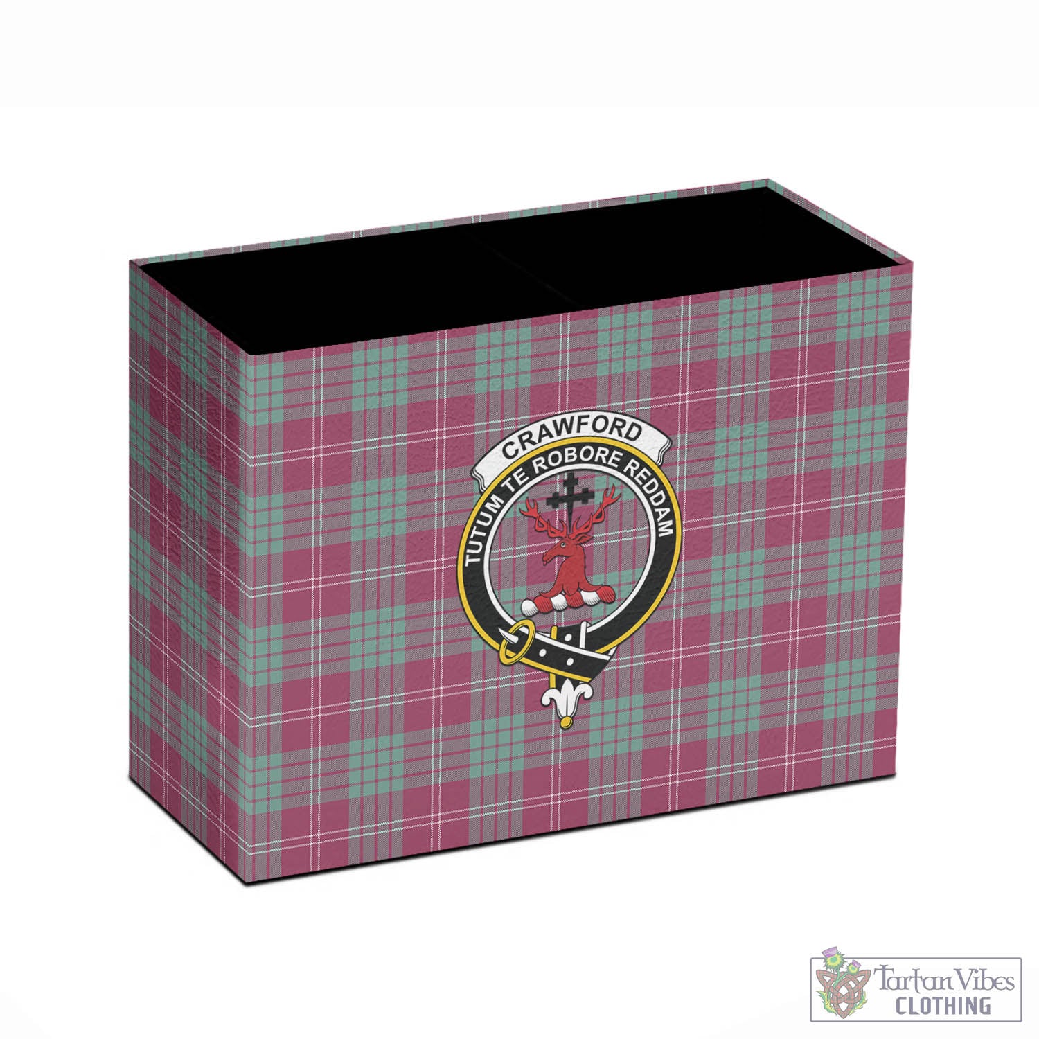 Tartan Vibes Clothing Crawford Ancient Tartan Pen Holder with Family Crest