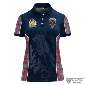 Crawford Ancient Tartan Women's Polo Shirt with Family Crest and Scottish Thistle Vibes Sport Style