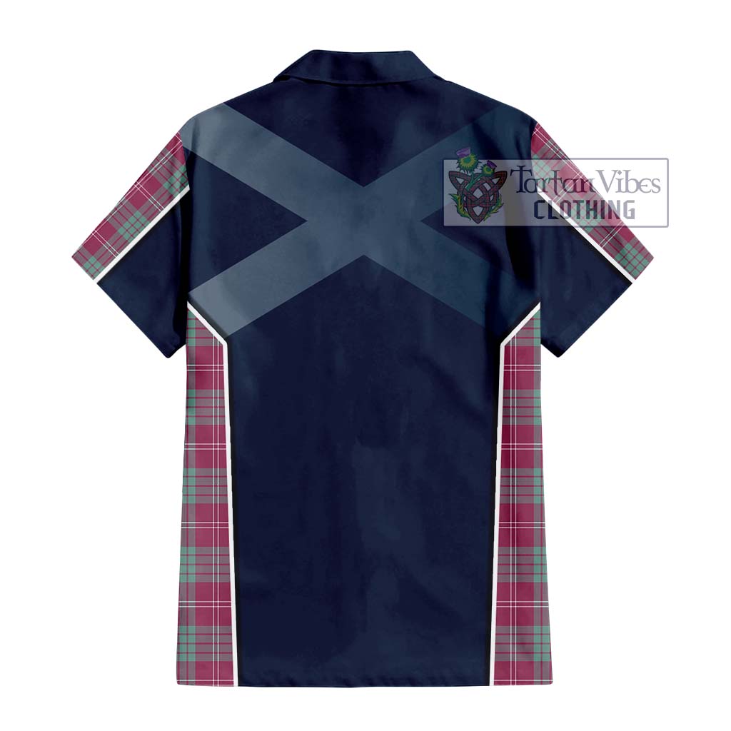 Tartan Vibes Clothing Crawford Ancient Tartan Short Sleeve Button Shirt with Family Crest and Lion Rampant Vibes Sport Style