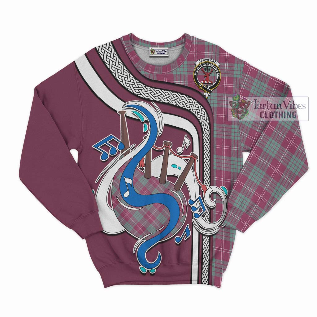 Tartan Vibes Clothing Crawford Ancient Tartan Sweatshirt with Epic Bagpipe Style