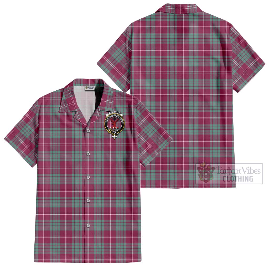 Tartan Vibes Clothing Crawford Ancient Tartan Cotton Hawaiian Shirt with Family Crest