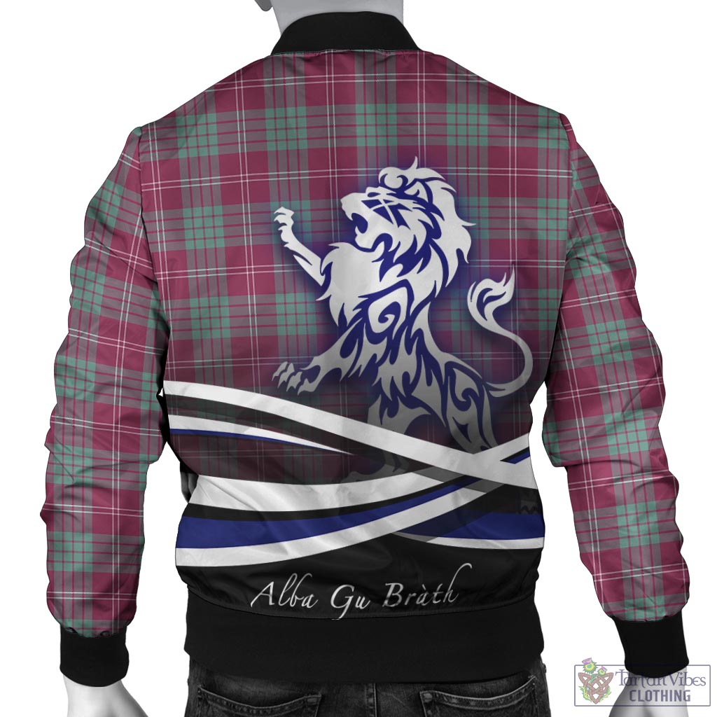 Tartan Vibes Clothing Crawford Ancient Tartan Bomber Jacket with Alba Gu Brath Regal Lion Emblem