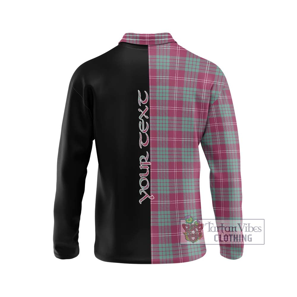 Tartan Vibes Clothing Crawford Ancient Tartan Long Sleeve Polo Shirt with Family Crest and Half Of Me Style