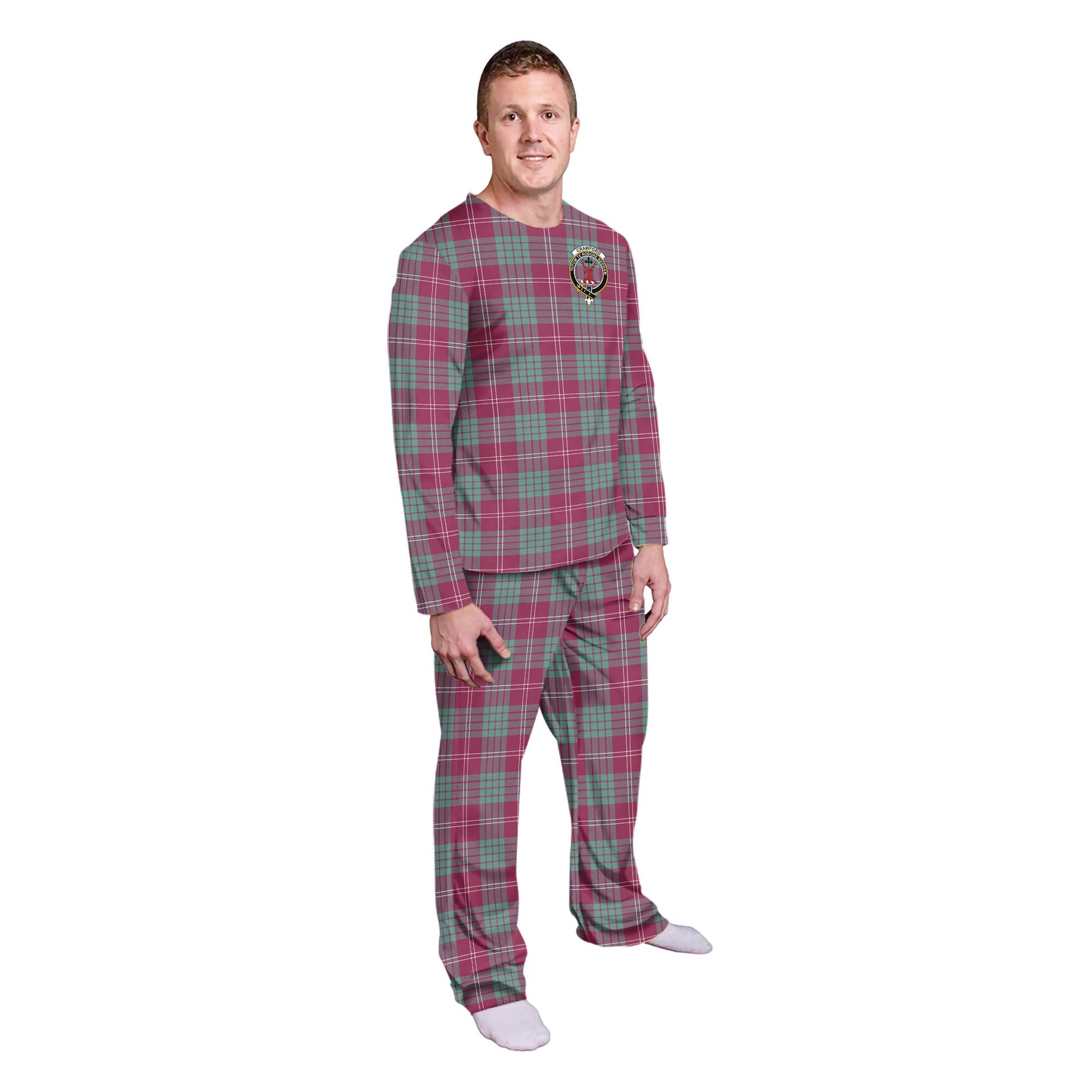 Crawford Ancient Tartan Pajamas Family Set with Family Crest - Tartanvibesclothing