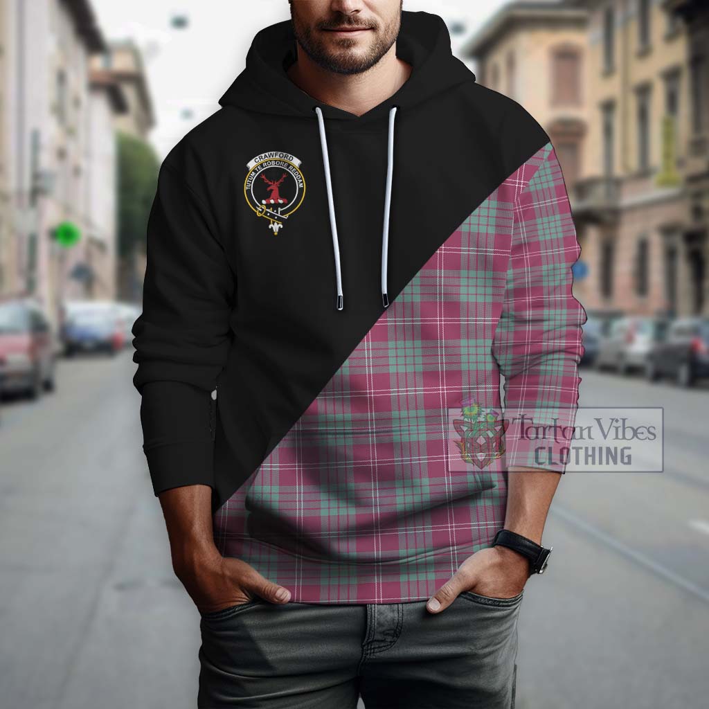 Tartan Vibes Clothing Crawford Ancient Tartan Hoodie with Family Crest and Military Logo Style