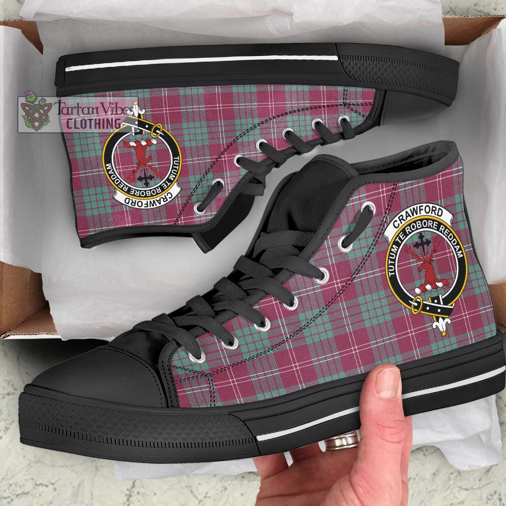 Tartan Vibes Clothing Crawford Ancient Tartan High Top Shoes with Family Crest