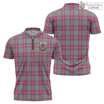 Crawford Ancient Tartan Zipper Polo Shirt with Family Crest