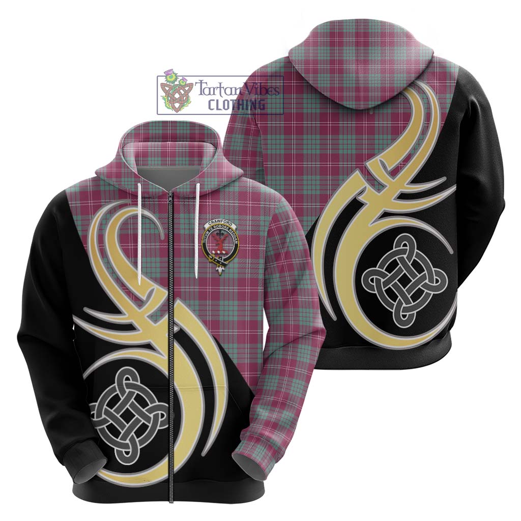 Tartan Vibes Clothing Crawford Ancient Tartan Hoodie with Family Crest and Celtic Symbol Style