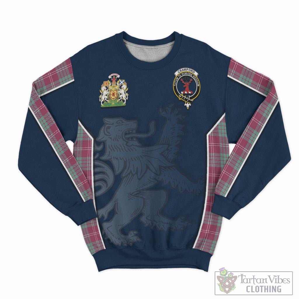 Tartan Vibes Clothing Crawford Ancient Tartan Sweater with Family Crest and Lion Rampant Vibes Sport Style