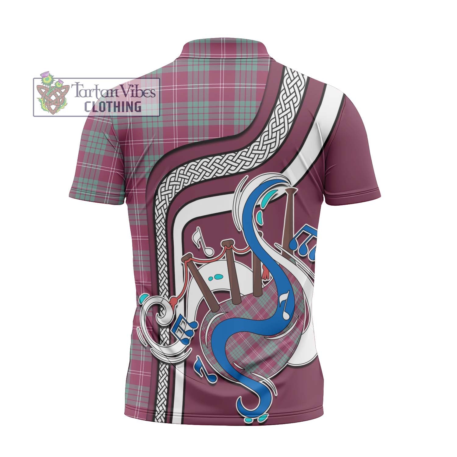 Tartan Vibes Clothing Crawford Ancient Tartan Zipper Polo Shirt with Epic Bagpipe Style