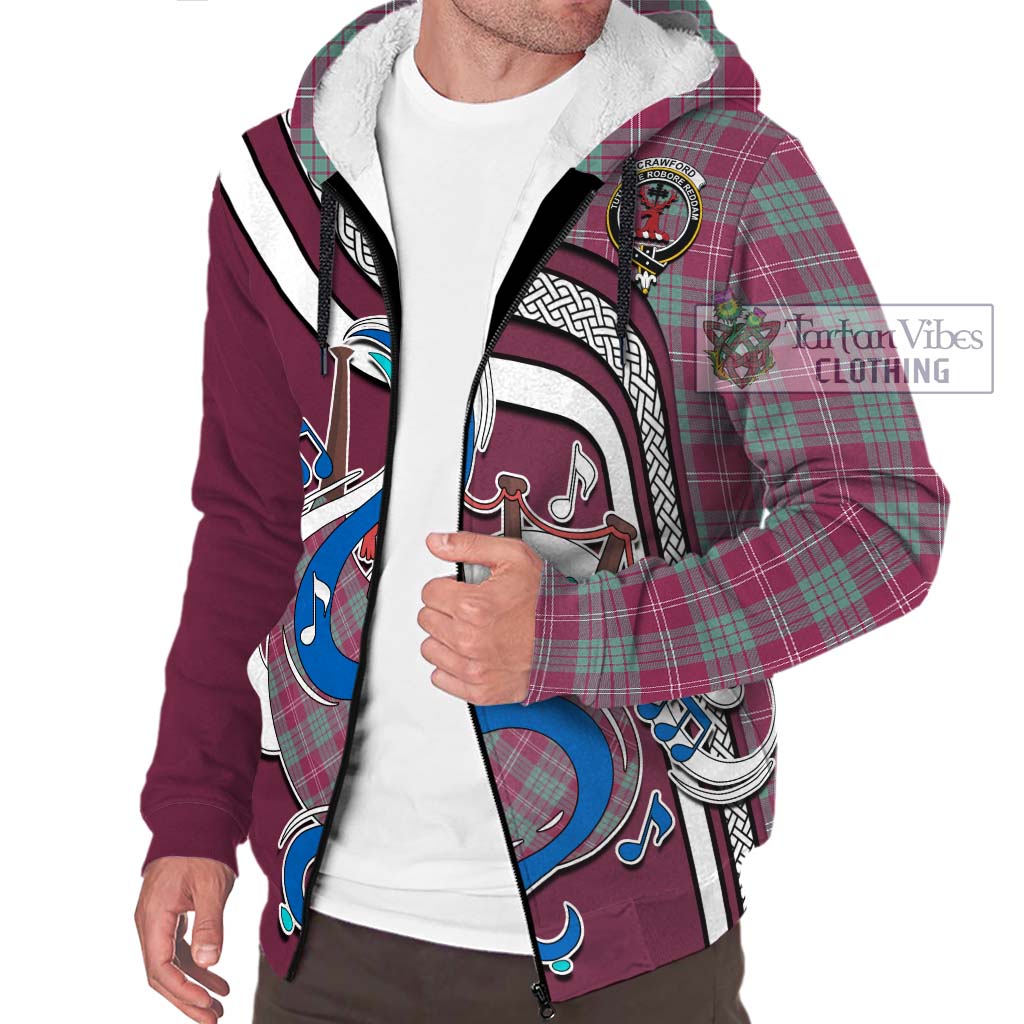 Tartan Vibes Clothing Crawford Ancient Tartan Sherpa Hoodie with Epic Bagpipe Style