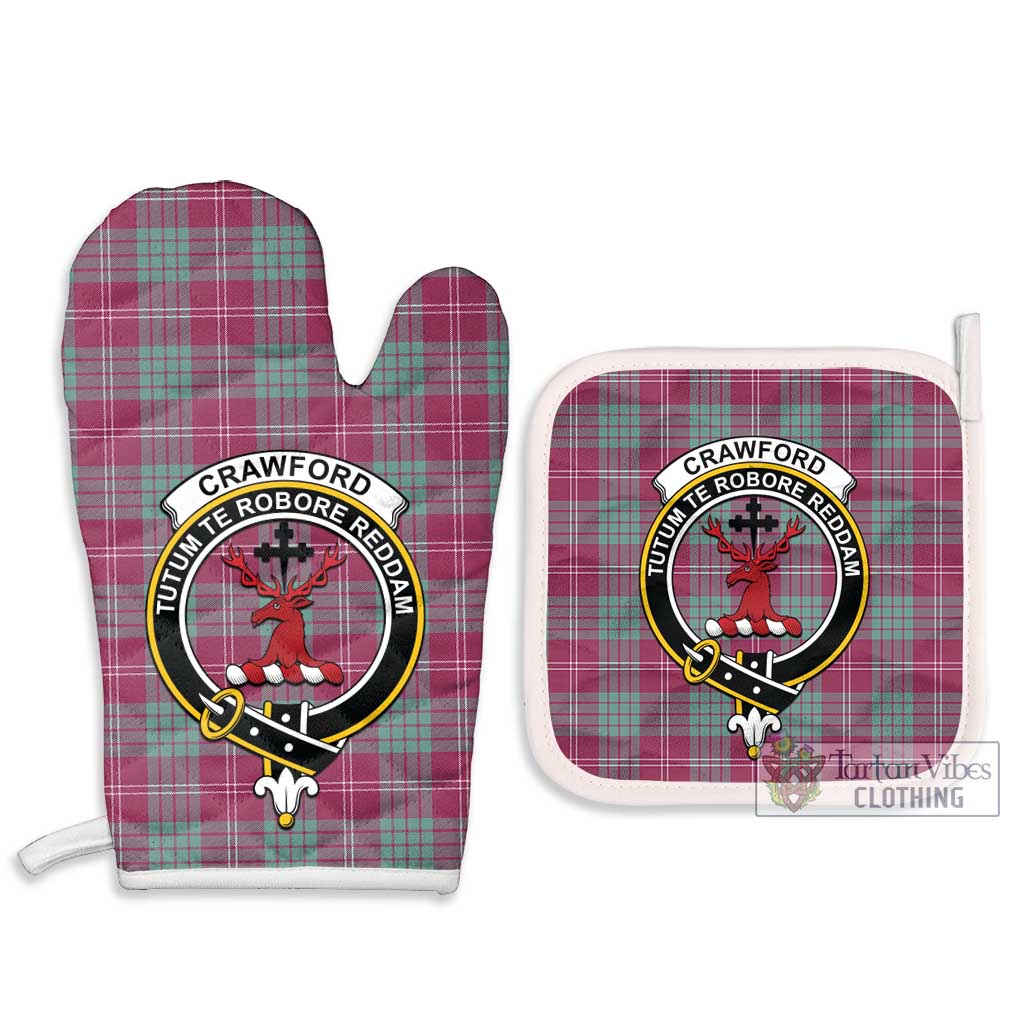 Tartan Vibes Clothing Crawford Ancient Tartan Combo Oven Mitt & Pot-Holder with Family Crest