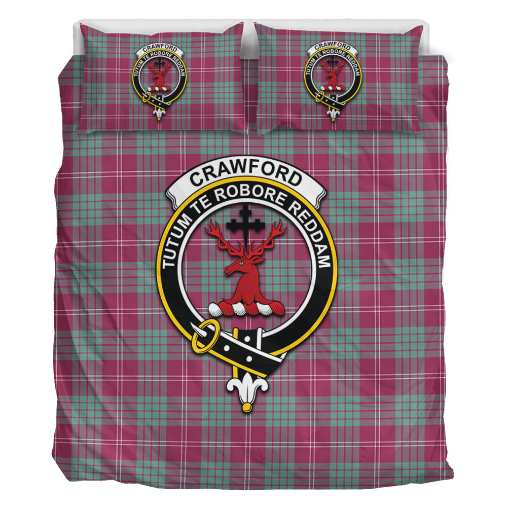 Crawford Ancient Tartan Bedding Set with Family Crest - Tartan Vibes Clothing