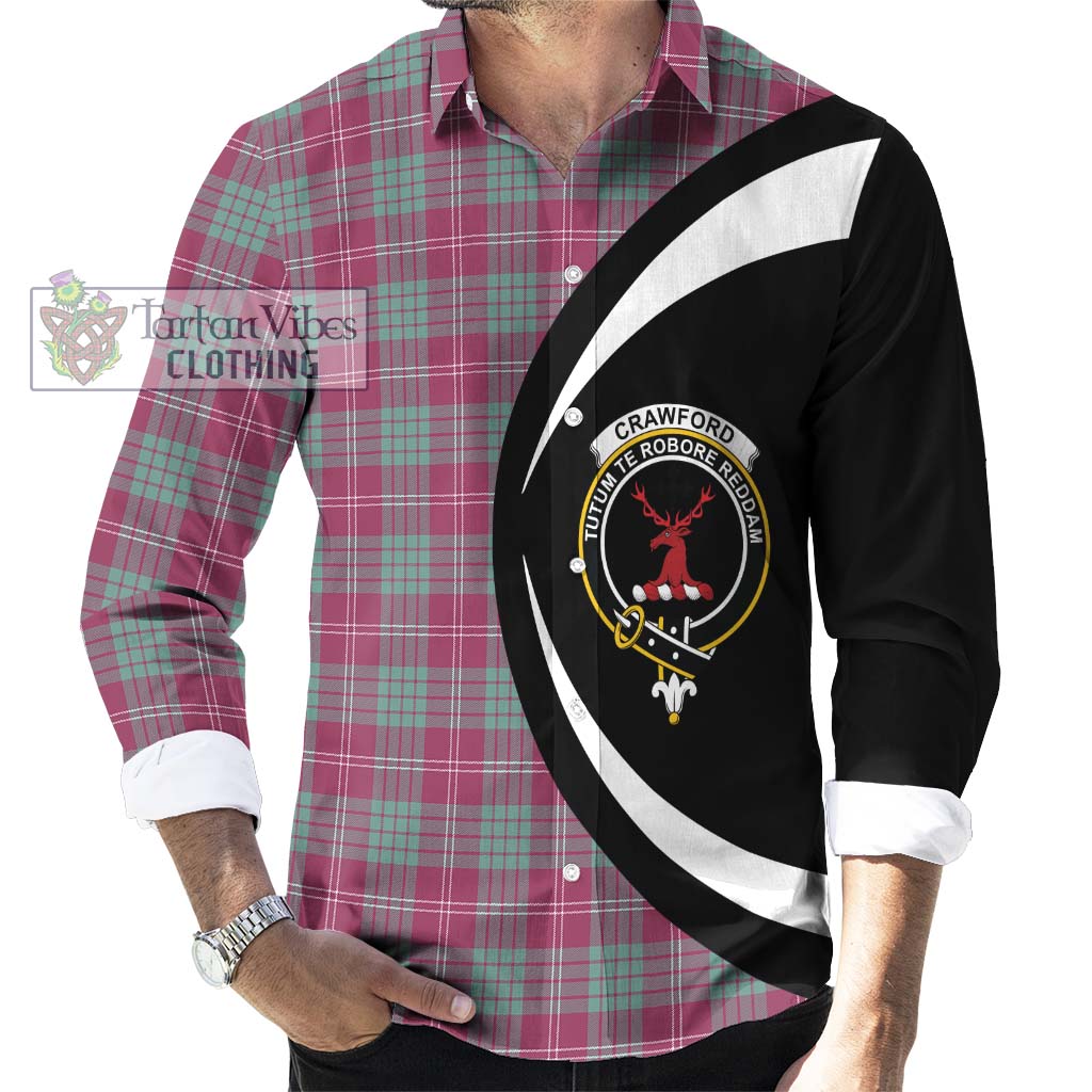 Tartan Vibes Clothing Crawford Ancient Tartan Long Sleeve Button Up with Family Crest Circle Style