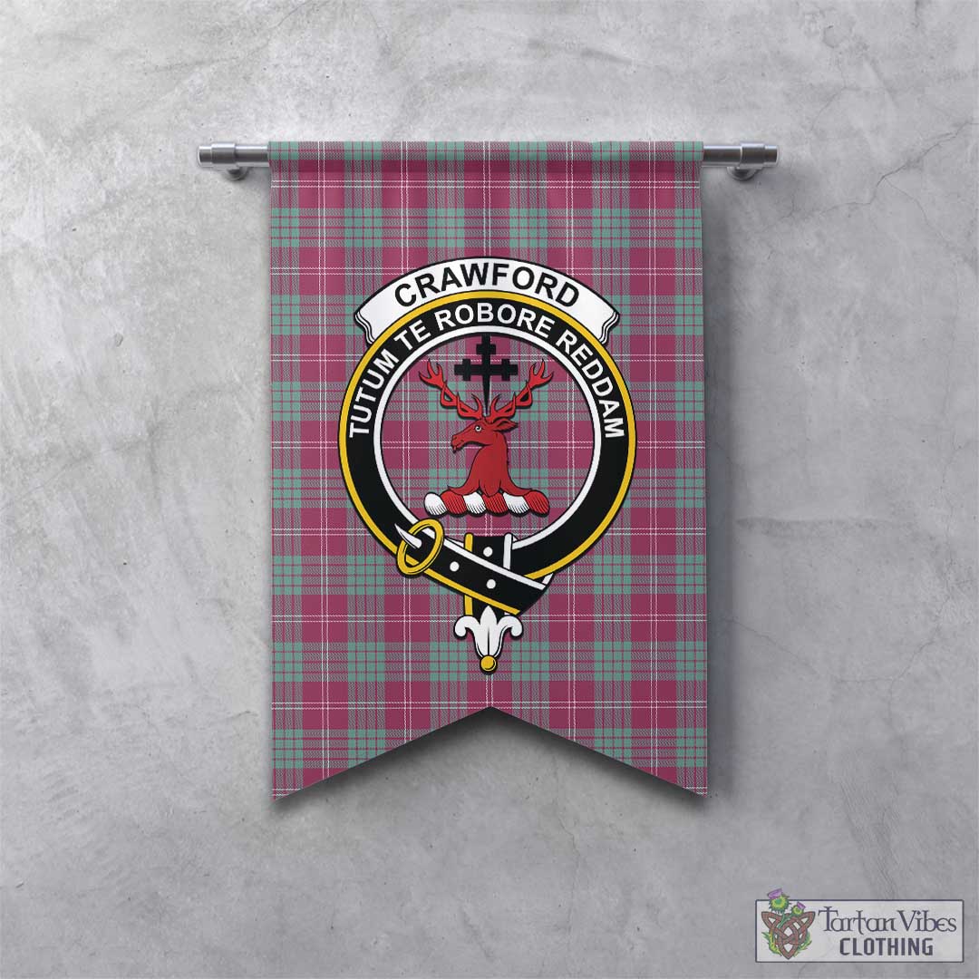 Tartan Vibes Clothing Crawford Ancient Tartan Gonfalon, Tartan Banner with Family Crest