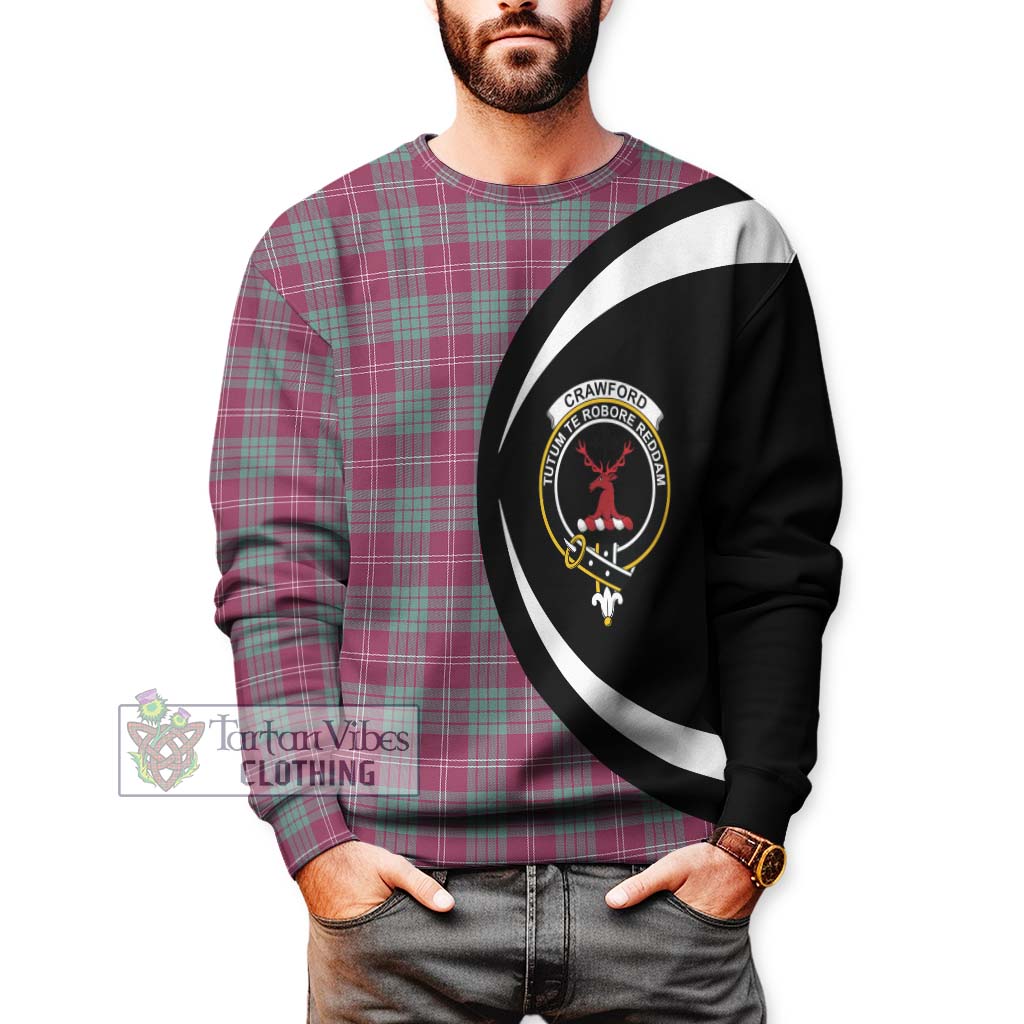 Tartan Vibes Clothing Crawford Ancient Tartan Sweatshirt with Family Crest Circle Style