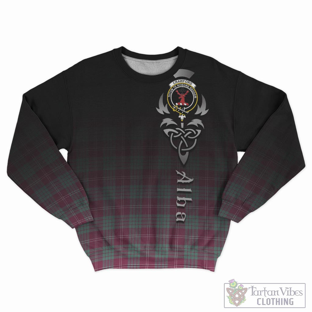 Tartan Vibes Clothing Crawford Ancient Tartan Sweatshirt Featuring Alba Gu Brath Family Crest Celtic Inspired