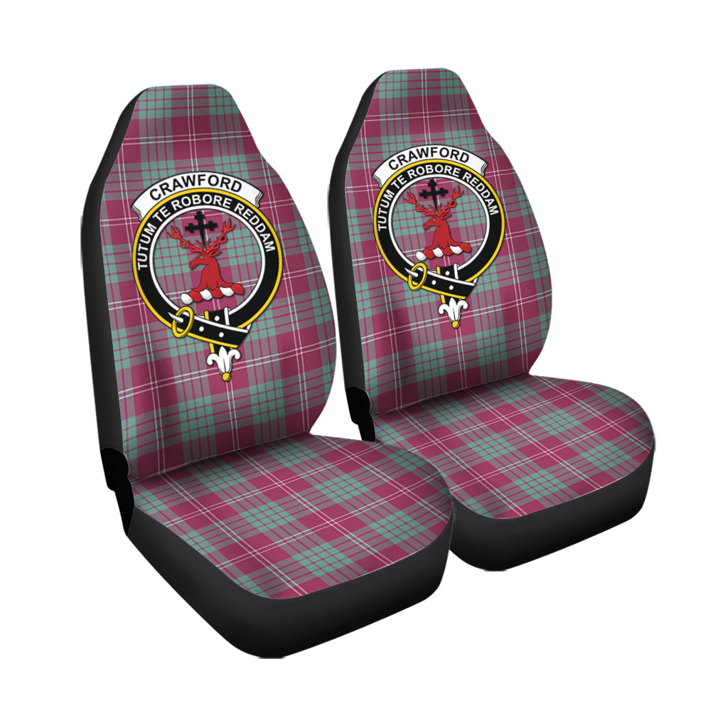 Crawford Ancient Tartan Car Seat Cover with Family Crest - Tartanvibesclothing