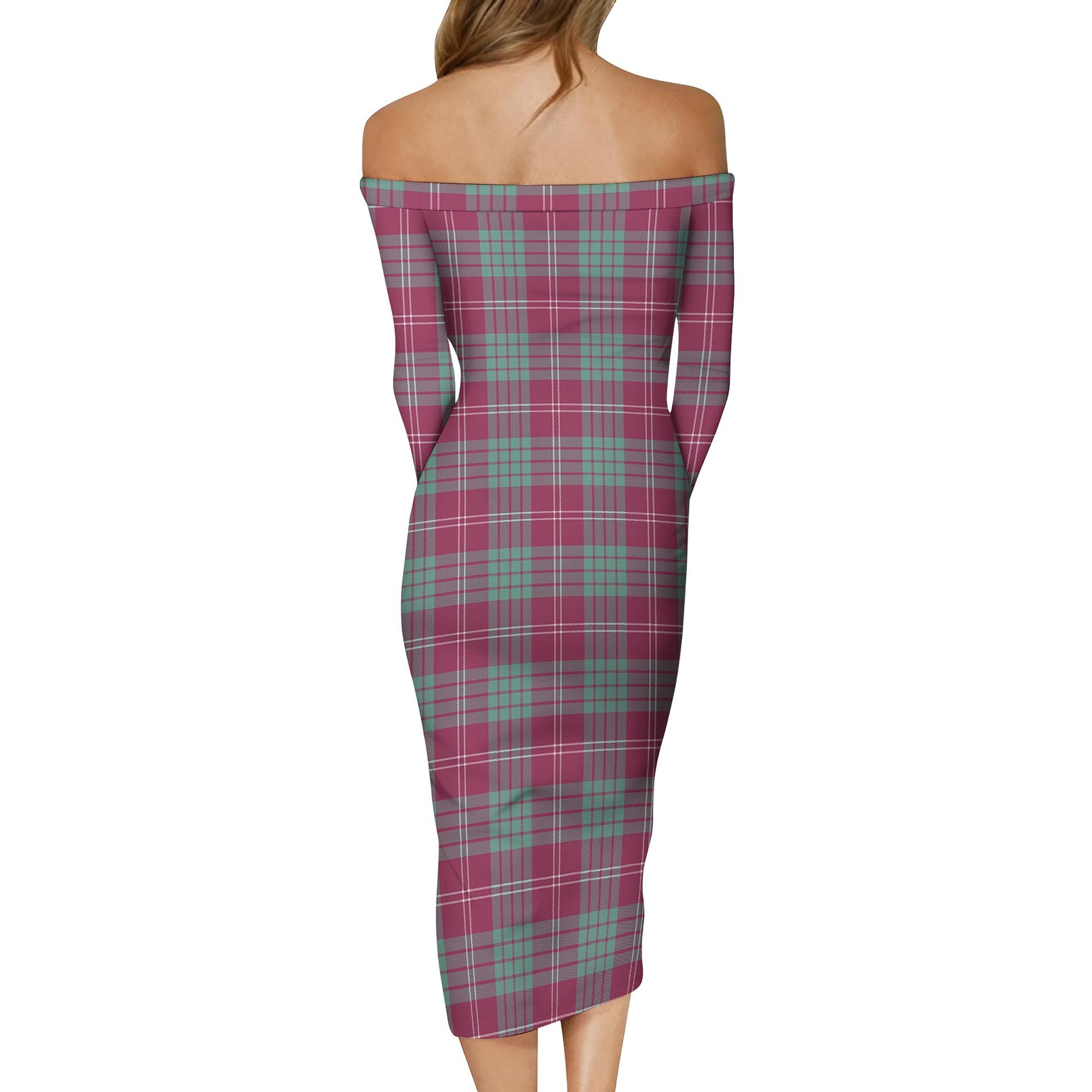 Crawford Ancient Tartan Off Shoulder Lady Dress - Tartanvibesclothing