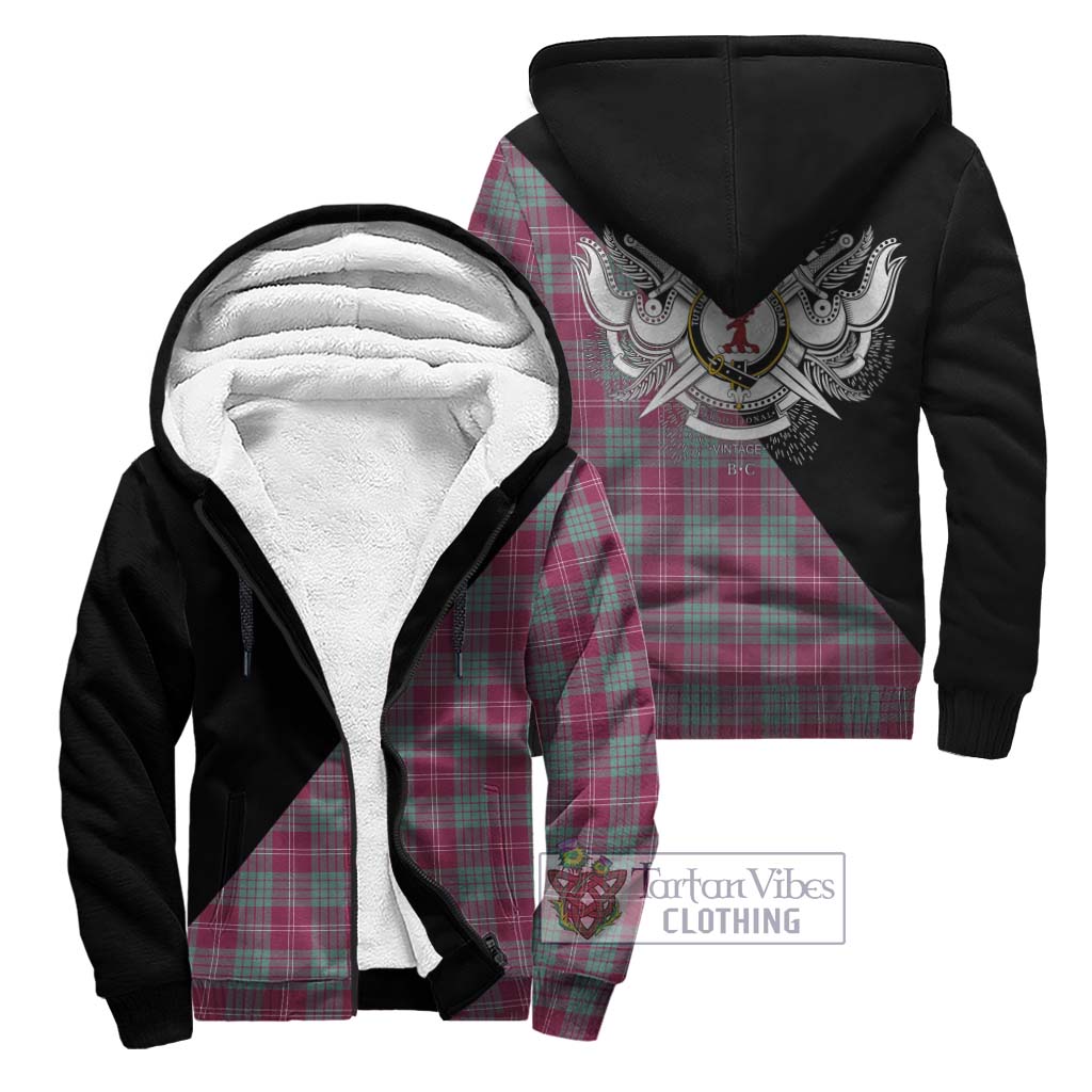 Tartan Vibes Clothing Crawford Ancient Tartan Sherpa Hoodie with Family Crest and Military Logo Style