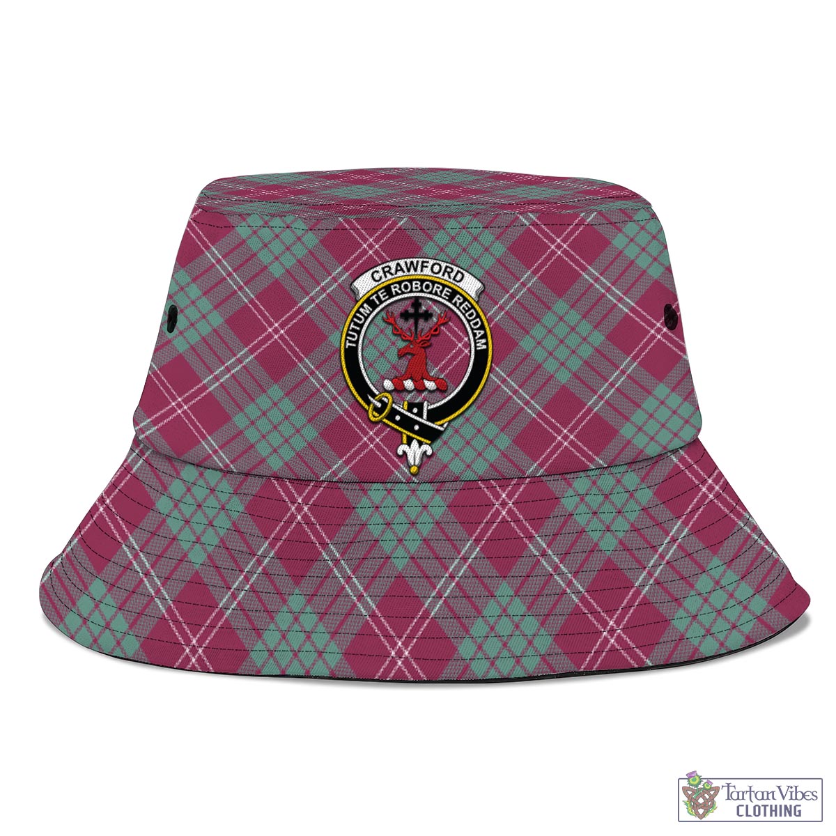 Tartan Vibes Clothing Crawford Ancient Tartan Bucket Hat with Family Crest