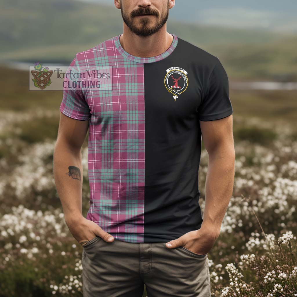 Tartan Vibes Clothing Crawford Ancient Tartan T-Shirt with Family Crest and Half Of Me Style