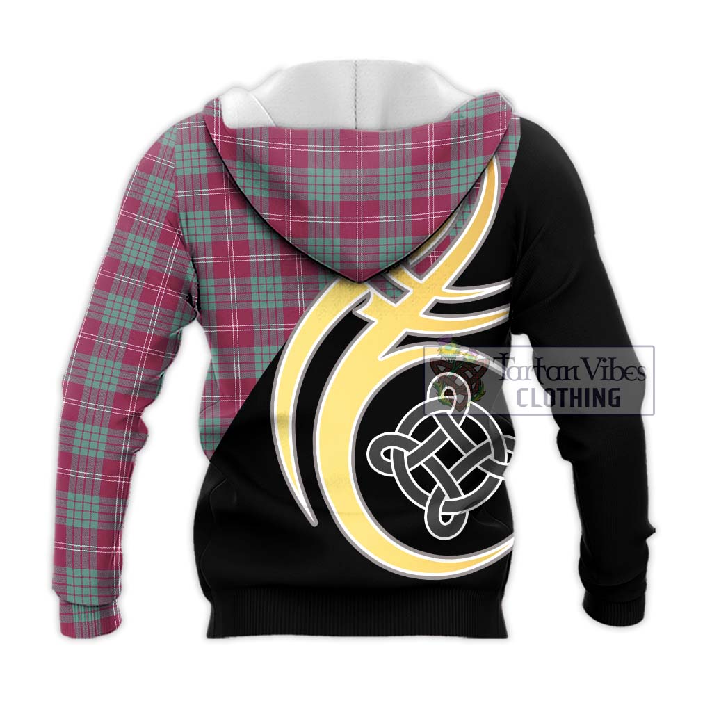 Tartan Vibes Clothing Crawford Ancient Tartan Knitted Hoodie with Family Crest and Celtic Symbol Style