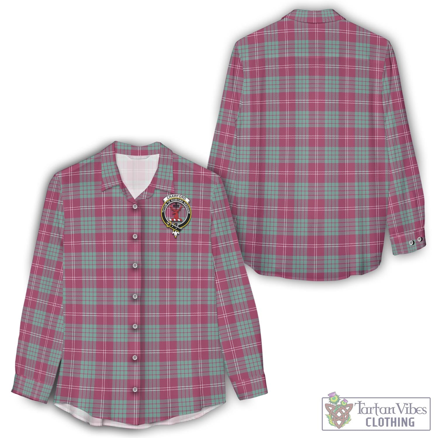 Tartan Vibes Clothing Crawford Ancient Tartan Womens Casual Shirt with Family Crest