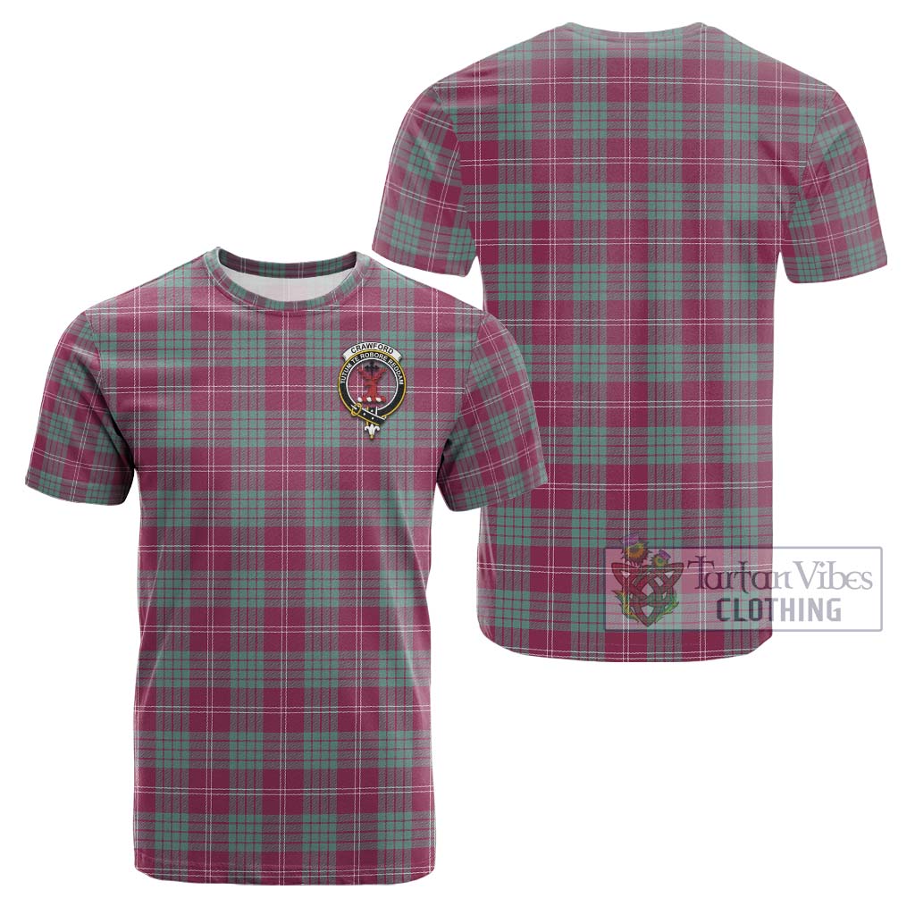 Tartan Vibes Clothing Crawford Ancient Tartan Cotton T-Shirt with Family Crest