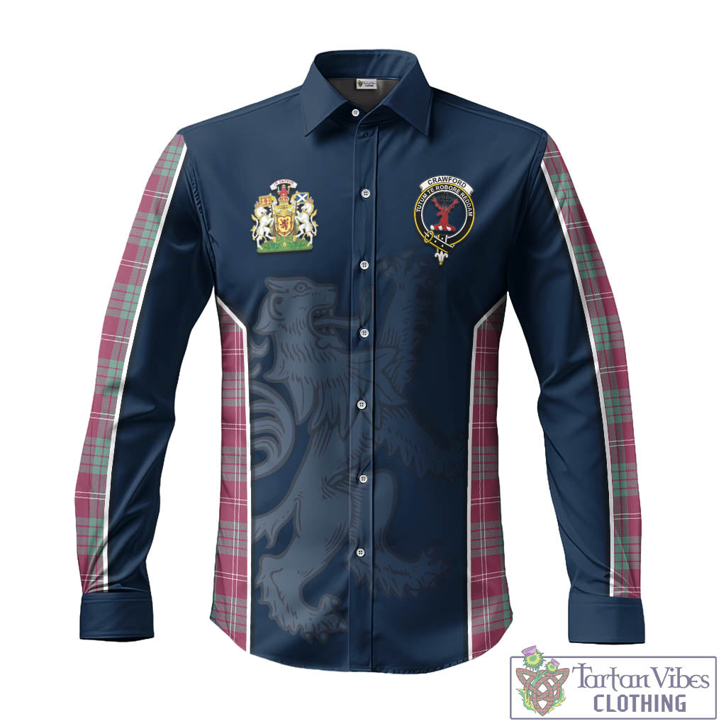 Tartan Vibes Clothing Crawford Ancient Tartan Long Sleeve Button Up Shirt with Family Crest and Lion Rampant Vibes Sport Style