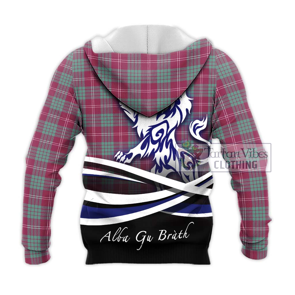 Tartan Vibes Clothing Crawford Ancient Tartan Knitted Hoodie with Alba Gu Brath Regal Lion Emblem