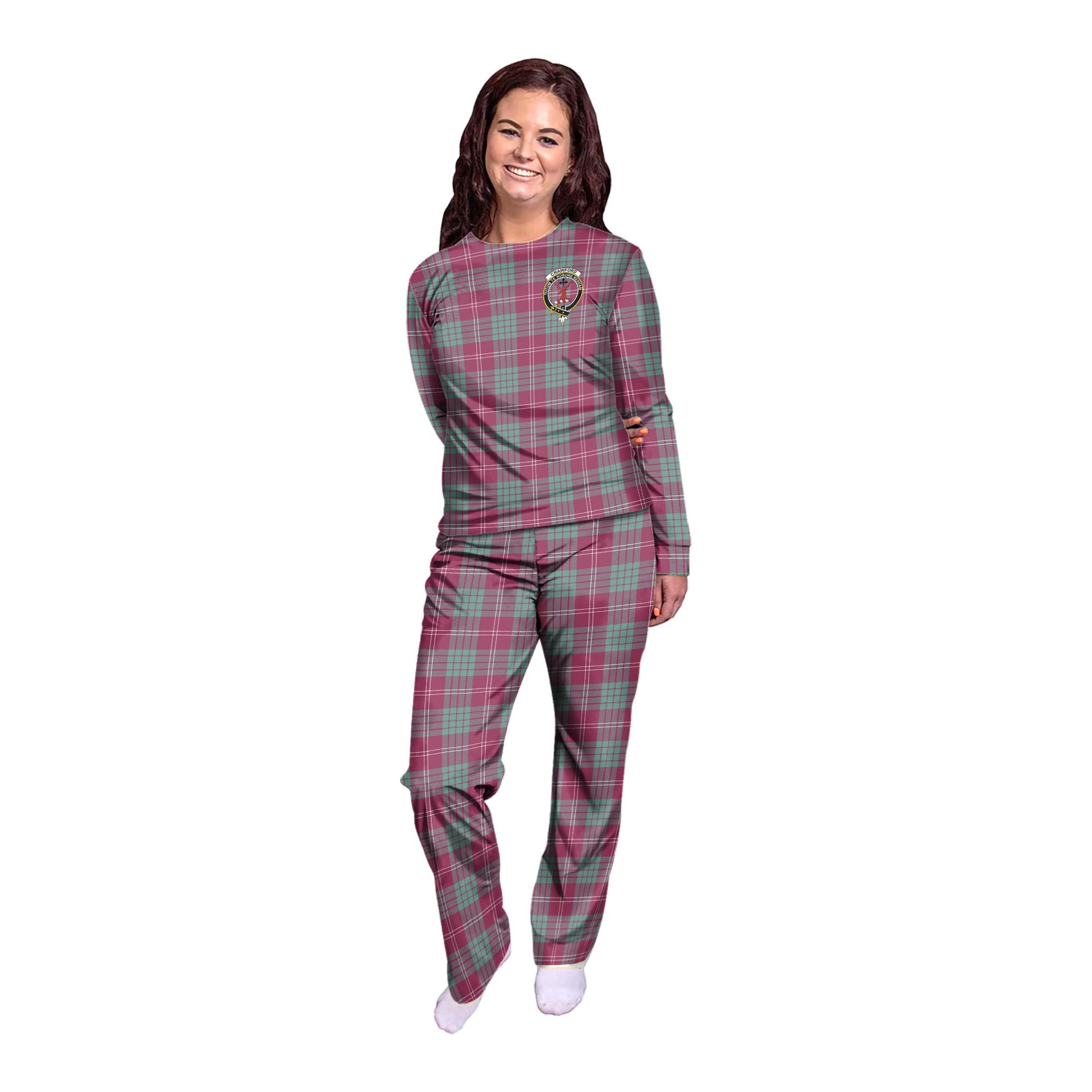 Crawford Ancient Tartan Pajamas Family Set with Family Crest - Tartanvibesclothing