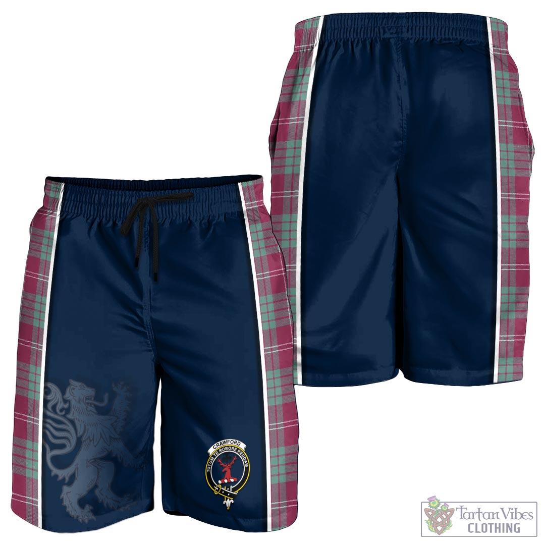 Tartan Vibes Clothing Crawford Ancient Tartan Men's Shorts with Family Crest and Lion Rampant Vibes Sport Style